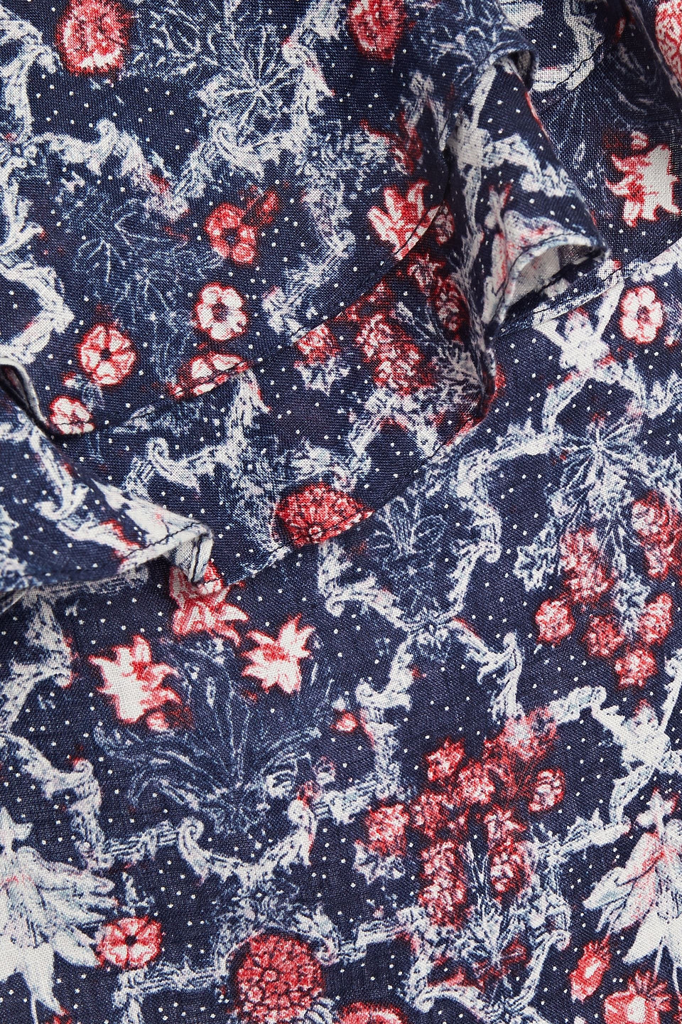 Isabel Marant Étoile Thomy One-shoulder Ruffled Printed Linen Top In Midnight Blue