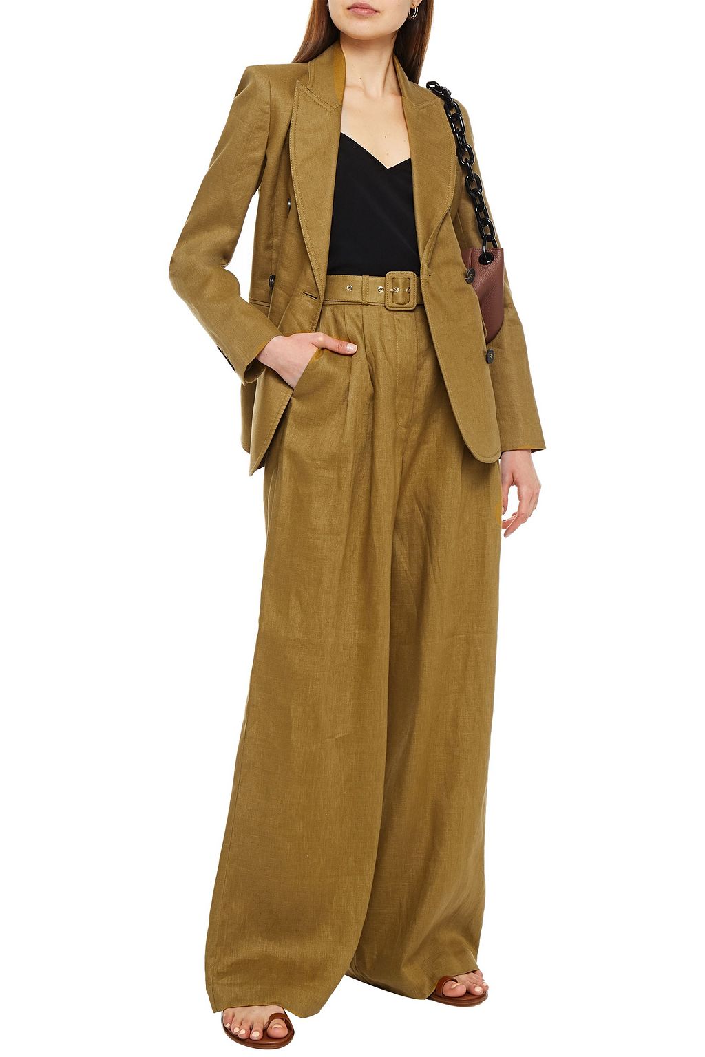 ZIMMERMANN Wavelength belted linen wide-leg pants