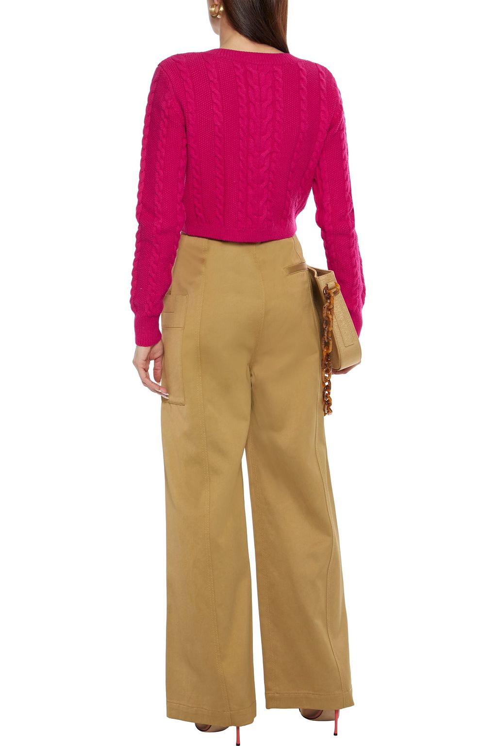 DIANE VON FURSTENBERG Zoya cropped cable-knit merino wool-blend cardigan