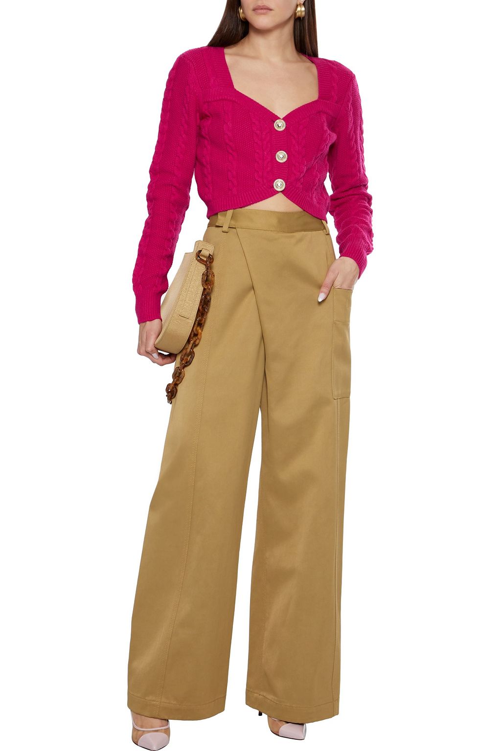 DIANE VON FURSTENBERG Zoya cropped cable-knit merino wool-blend cardigan