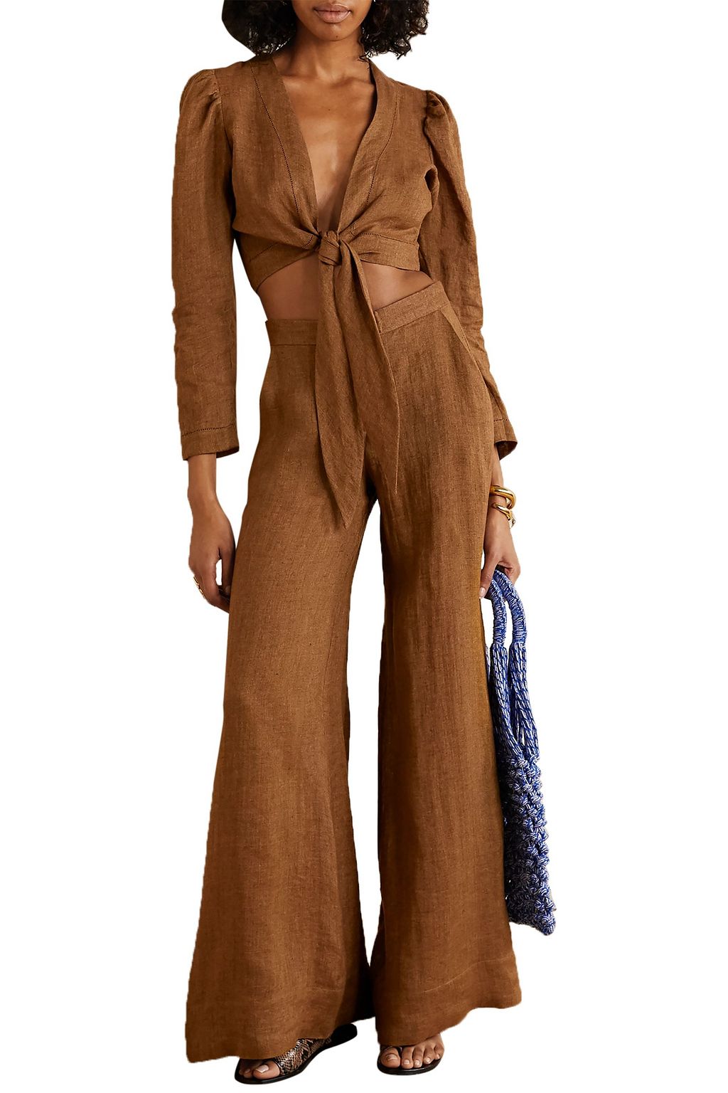LISA MARIE FERNANDEZ Linen-gauze wide-leg pants