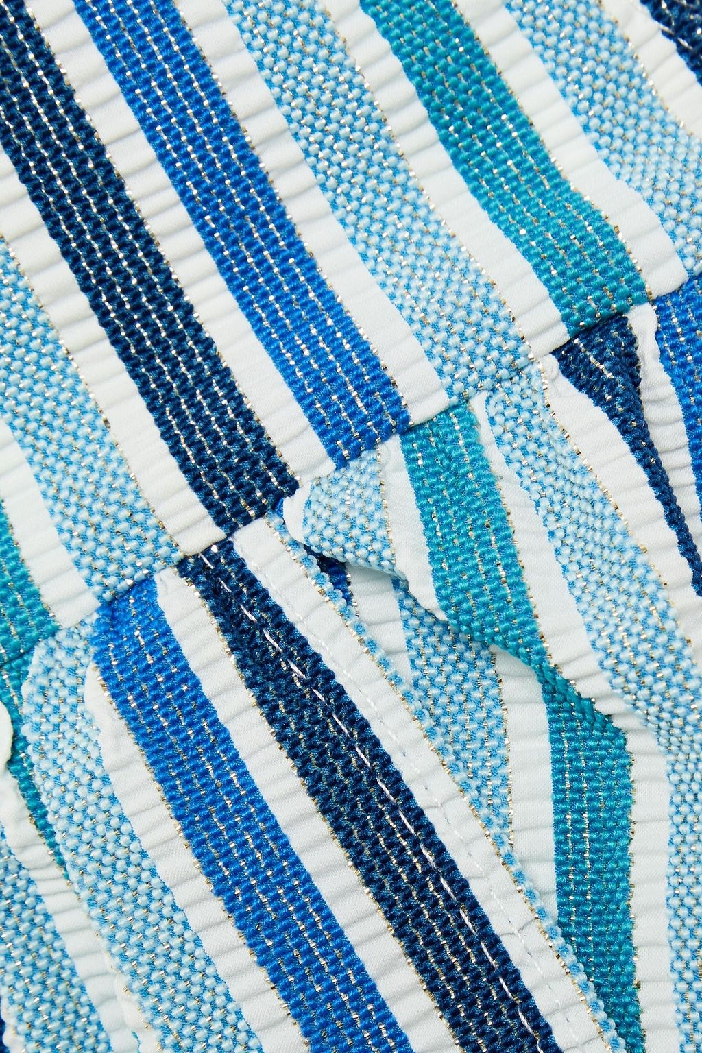 SIMKHAI Twist-front striped seersucker bandeau bikini top