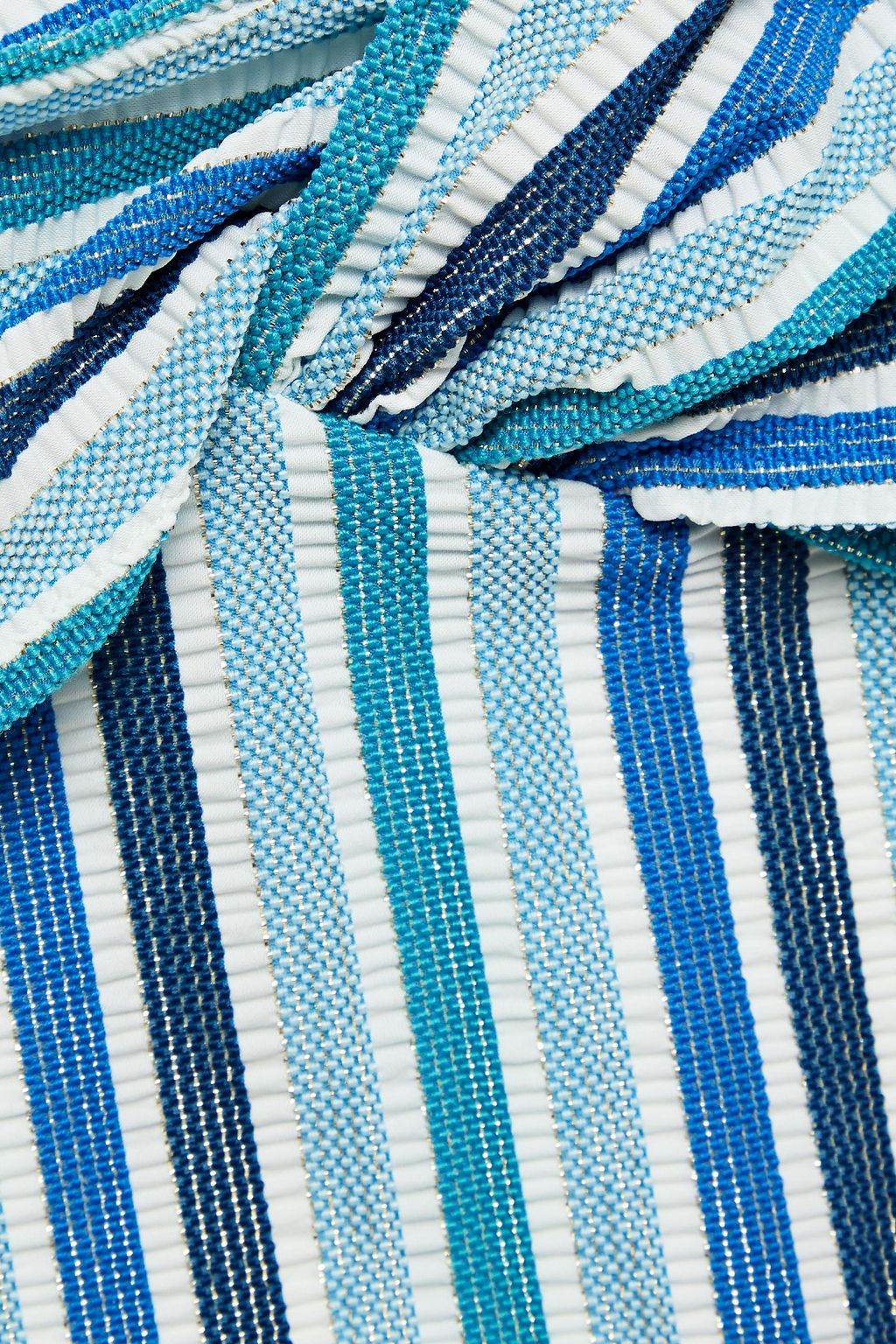 SIMKHAI Twist-front striped seersucker high-rise bikini briefs