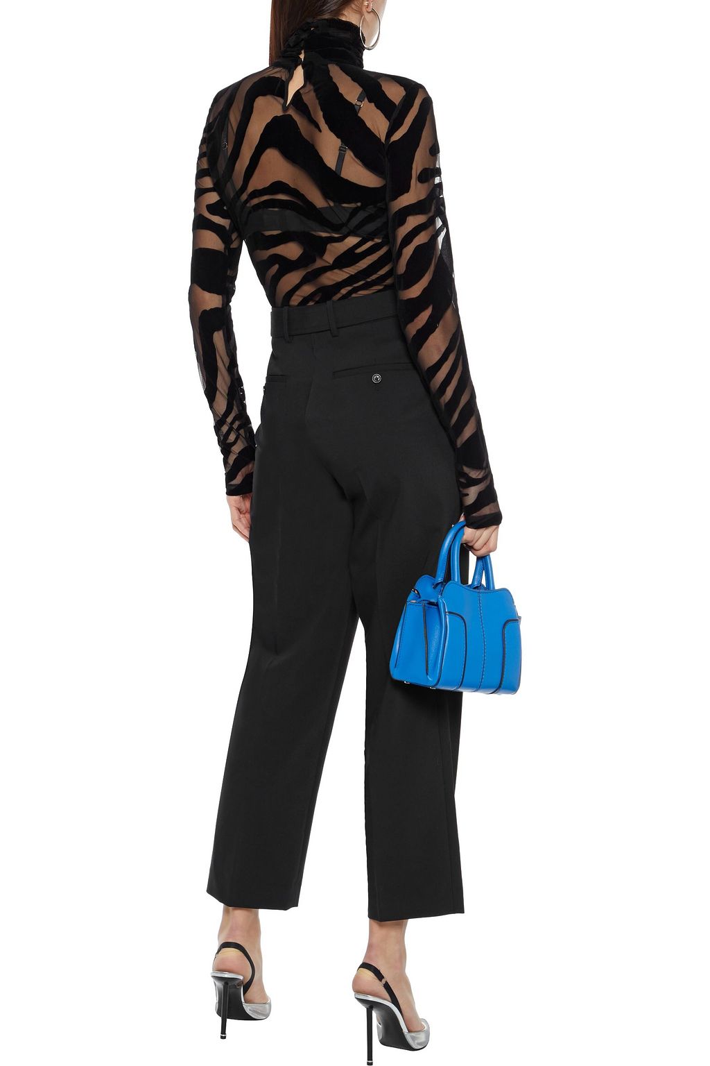 HELMUT LANG Belted wool-blend crepe straight-leg pants