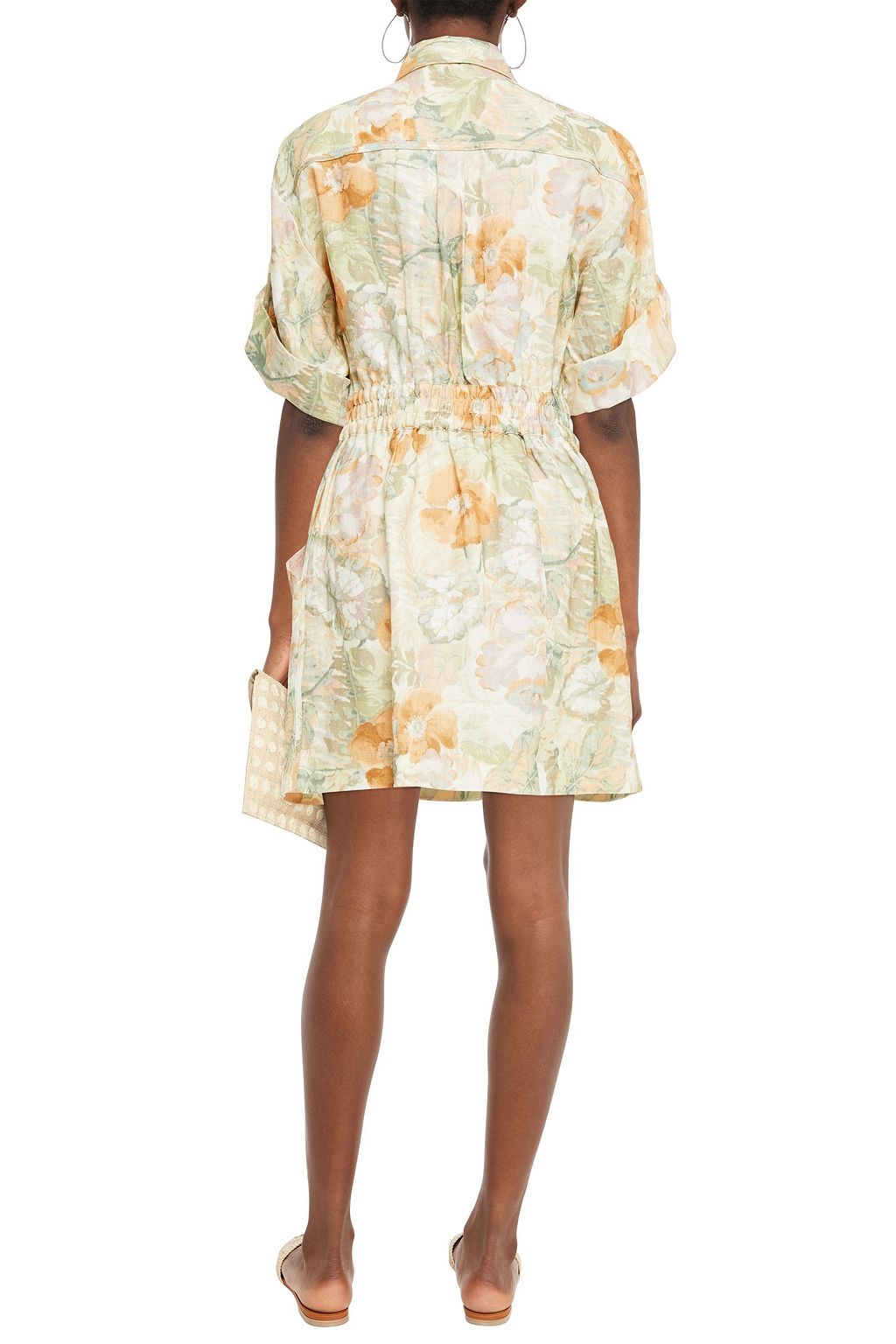 ZIMMERMANN フローラルプリントリネン ミニシャツワンピース