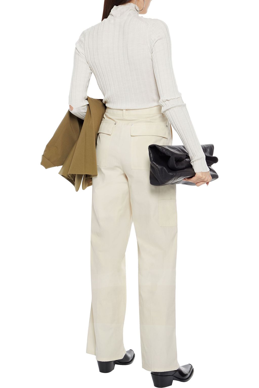 HELMUT LANG Pleated cotton-twill wide-leg pants