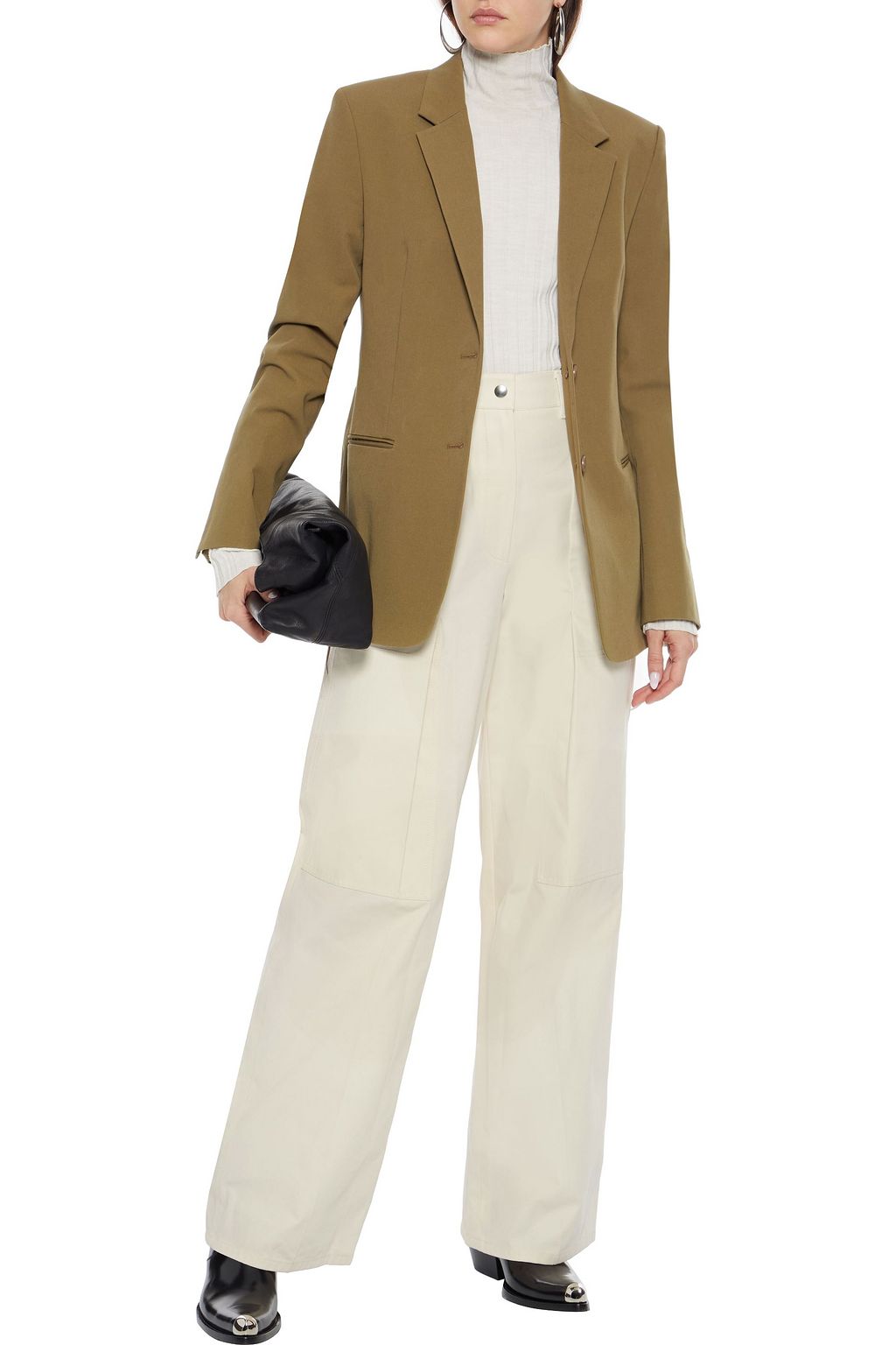 HELMUT LANG Pleated cotton-twill wide-leg pants