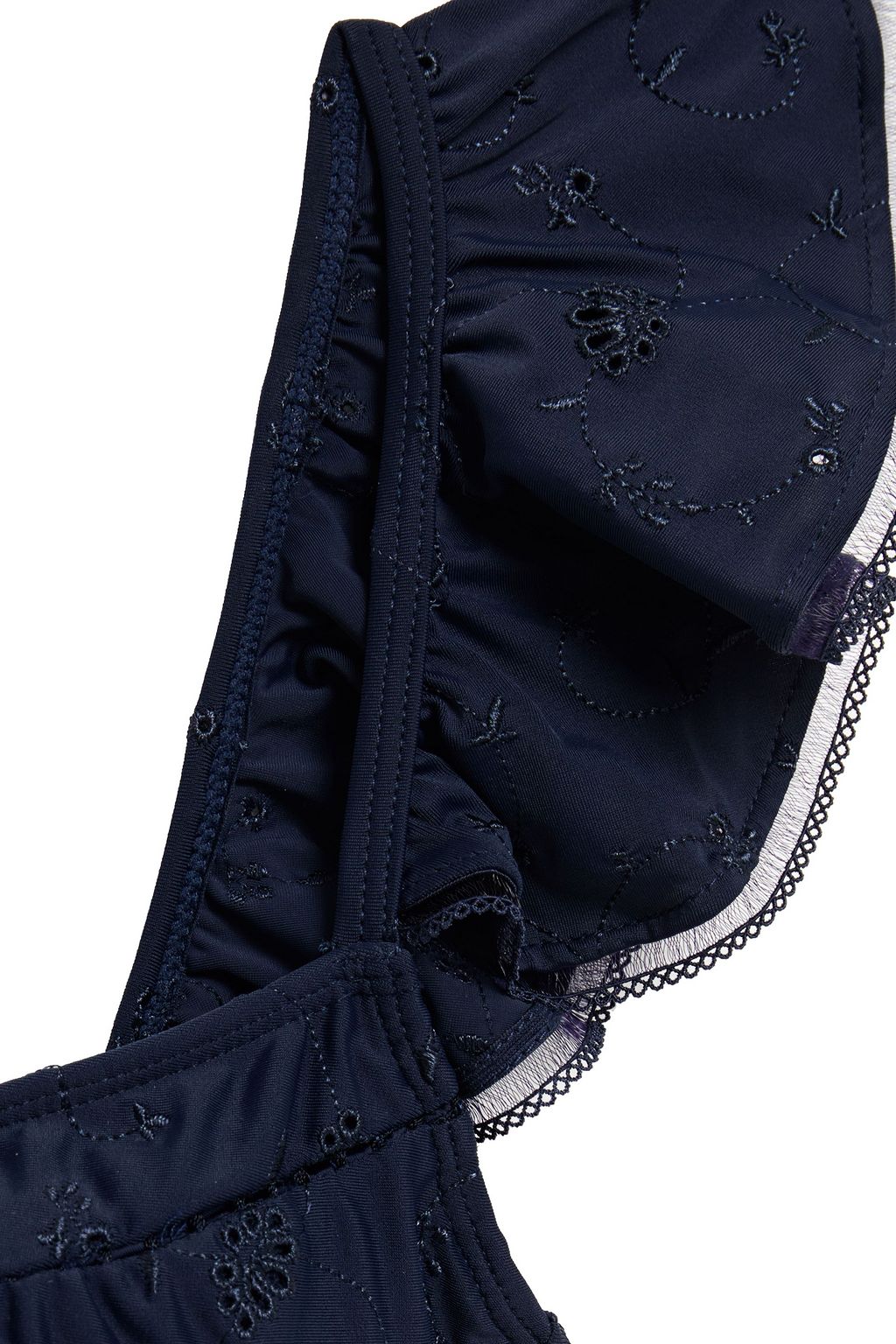 SIMKHAI Juliette ruffled broderie anglaise bikini top