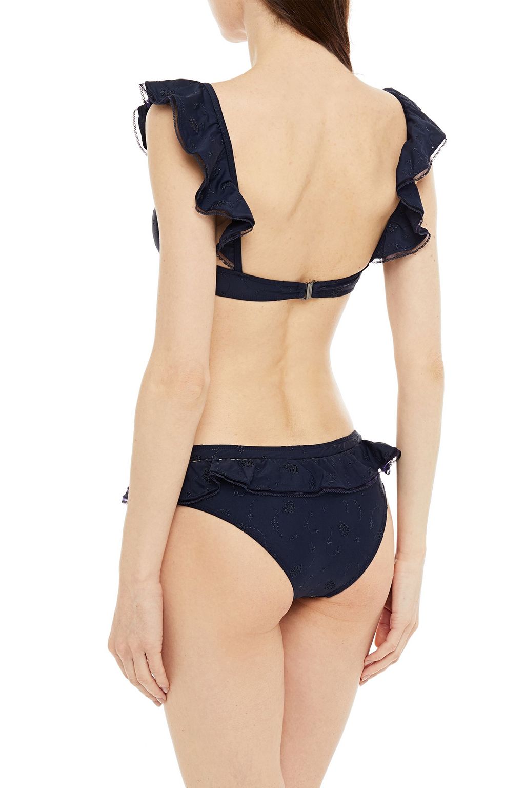 SIMKHAI Juliette ruffled broderie anglaise bikini top
