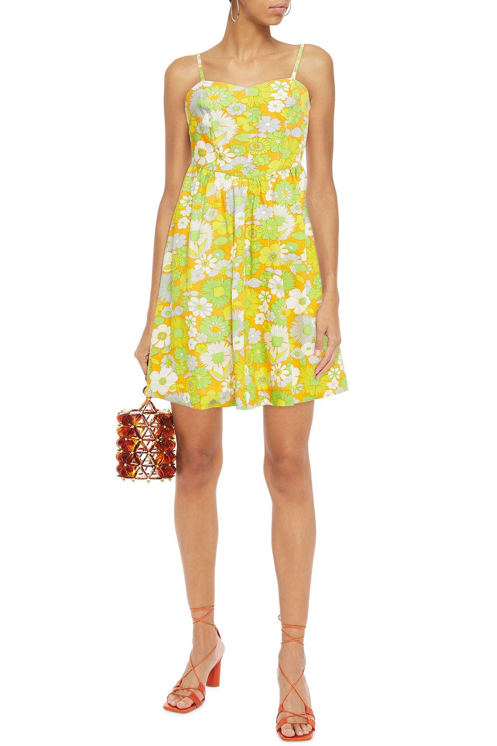 ANTIK BATIK Lorette shirred floral-print cotton-poplin mini dress