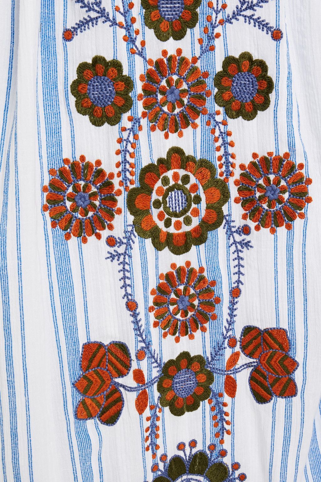 ANTIK BATIK Camilla embroidered striped cotton-gauze midi dress