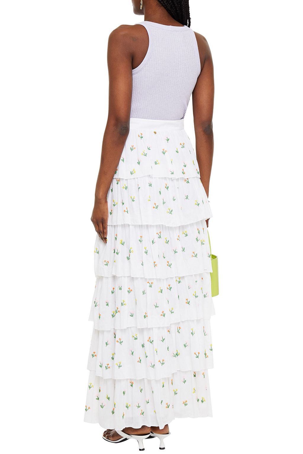 ANTIK BATIK Oriane tiered bead-embellished cotton-mousseline maxi skirt