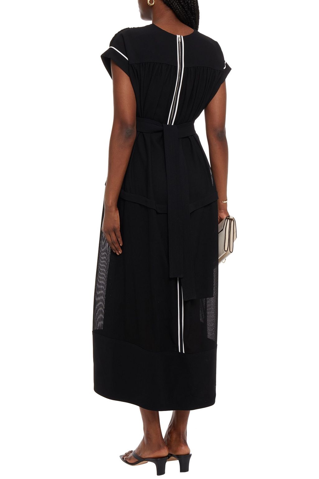 PROENZA SCHOULER Zweifarbiges Midikleid mit Crêpe-Einsätzen
