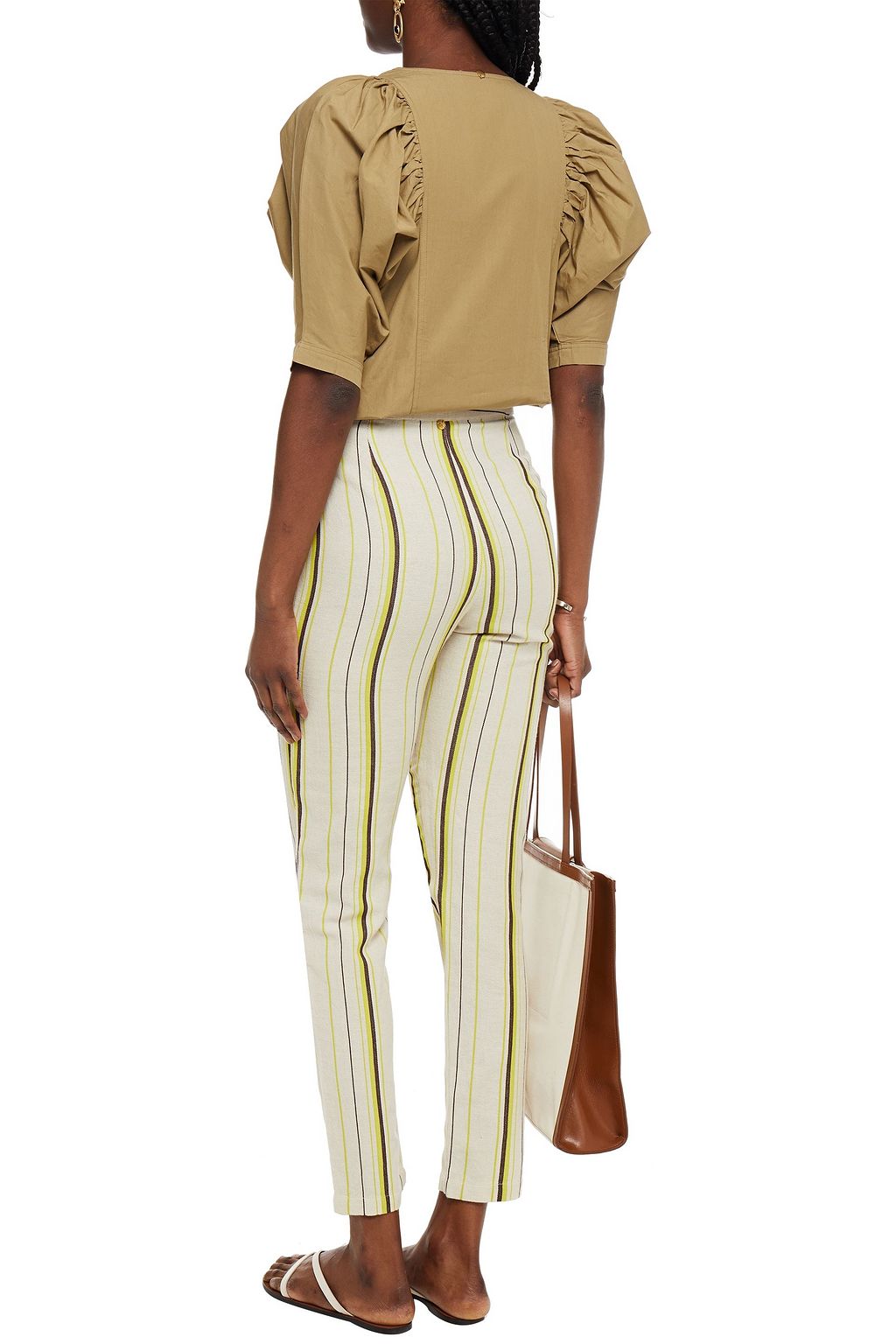 ANTIK BATIK Antonia striped cotton-canvas tapered pants