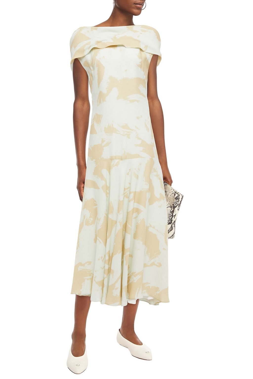 PROENZA SCHOULER Bedrucktes Midikleid aus Crêpe mit Drapierung