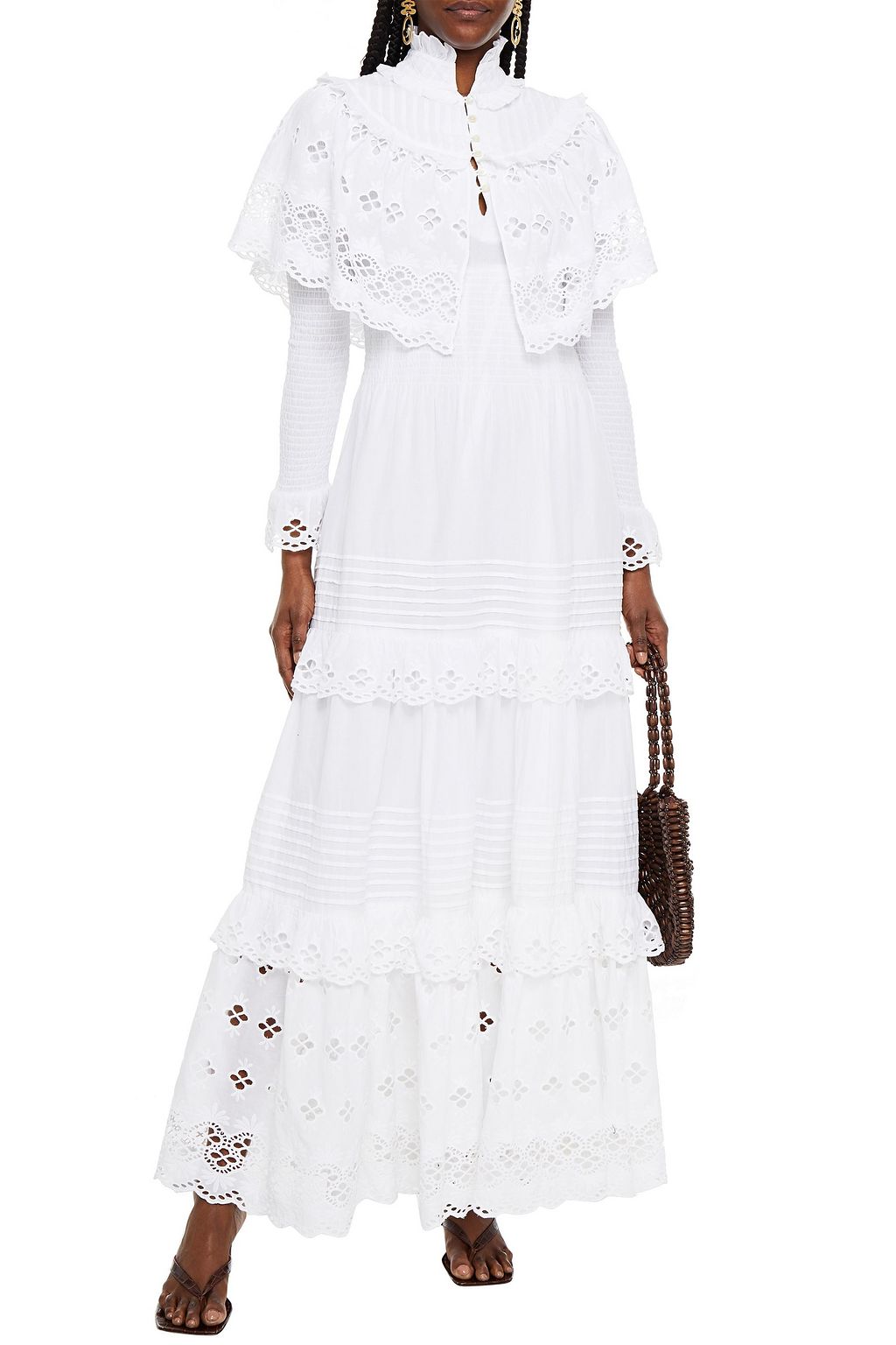 ANTIK BATIK Ruffled broderie anglaise cotton maxi dress