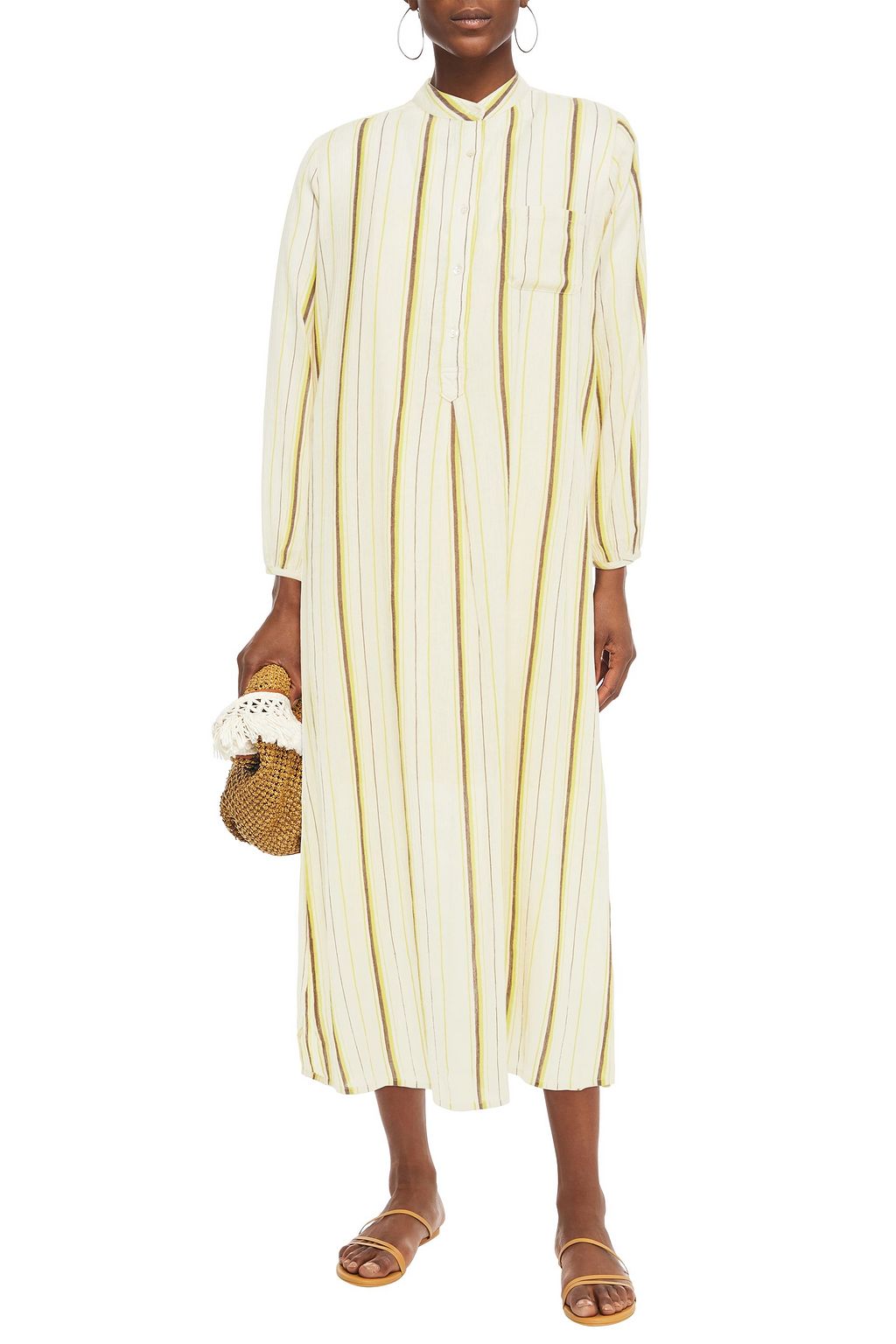 ANTIK BATIK Antonia striped cotton-gauze midi dress