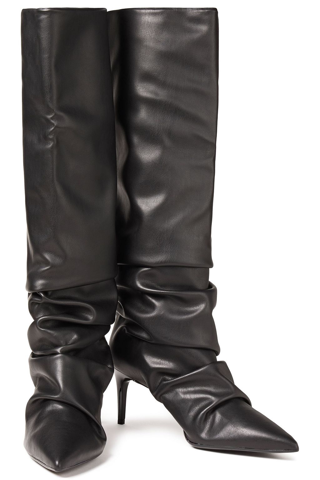 LOVE MOSCHINO Gathered faux leather knee boots