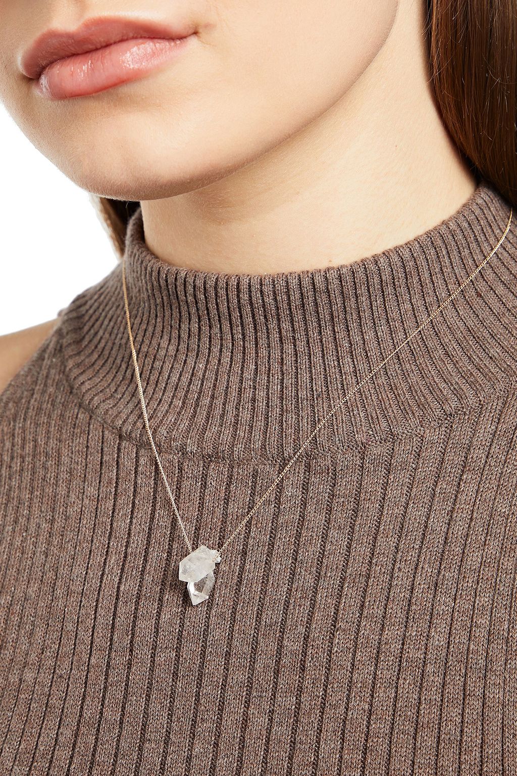 MELISSA JOY MANNING 14-karat gold quartz necklace