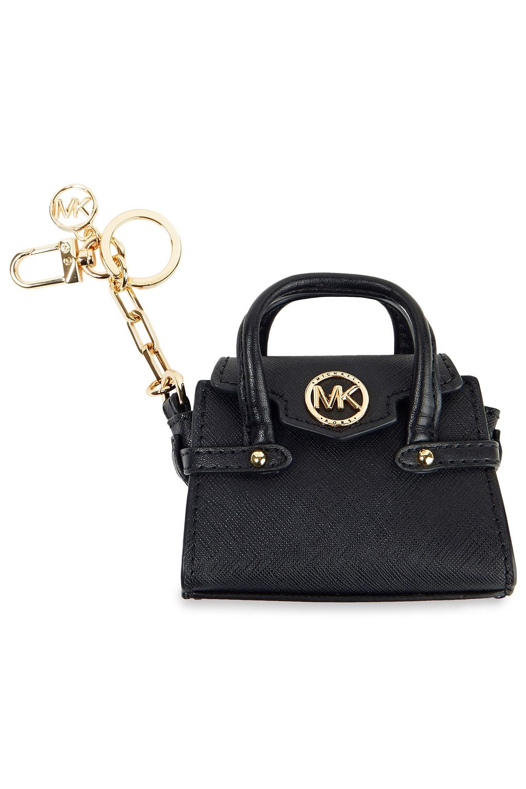 Textured leather key chain black One Size