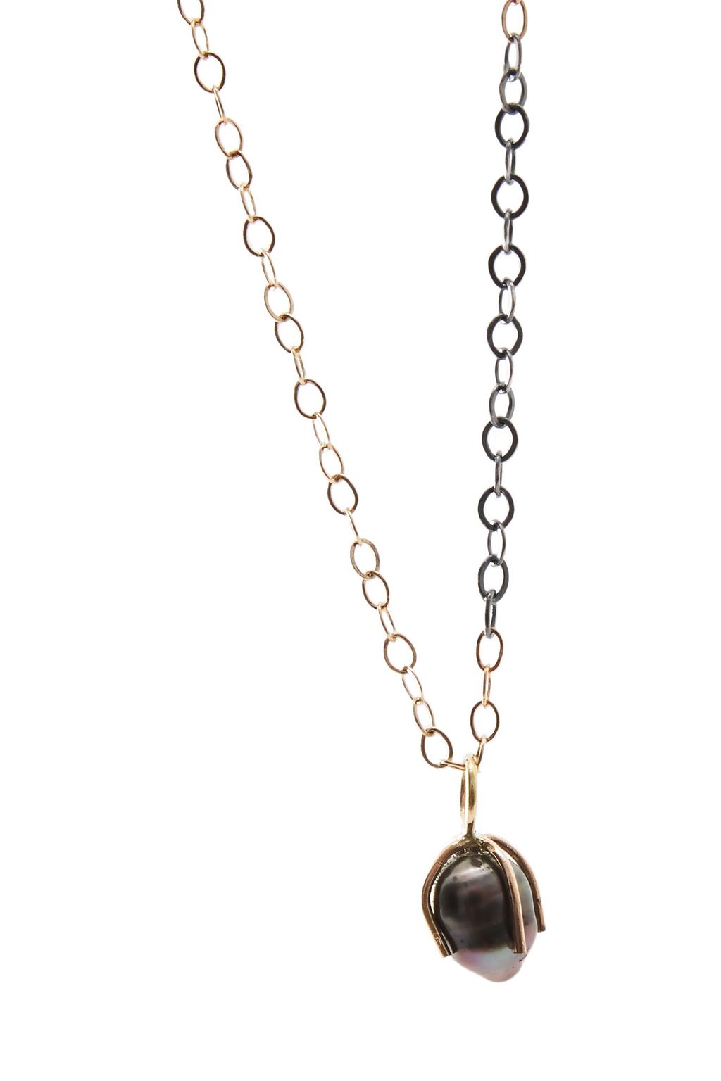 MELISSA JOY MANNING 14-karat gold, sterling silver and pearl necklace
