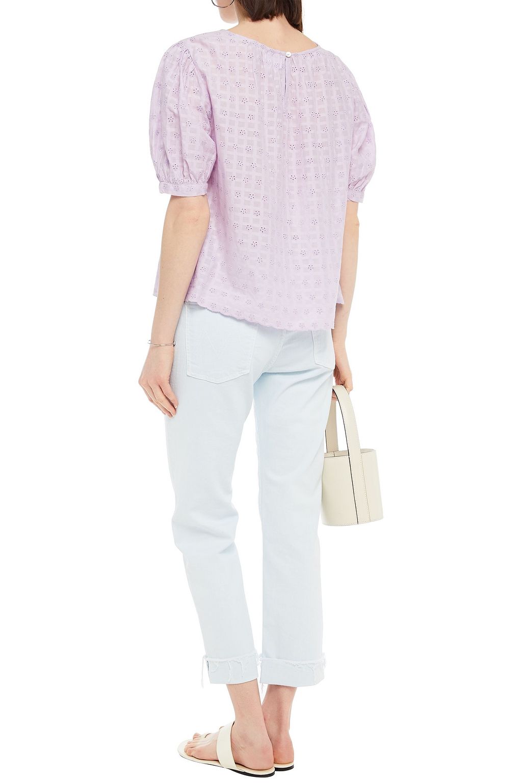 VELVET BY GRAHAM & SPENCER Holland checked broderie anglaise cotton top