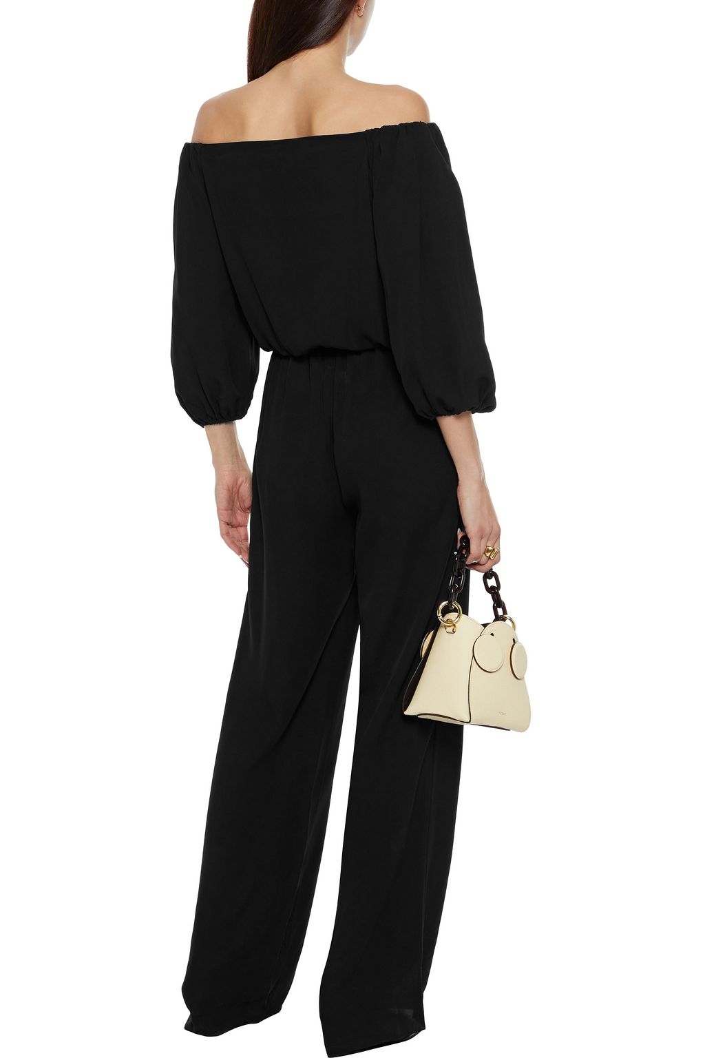 THEORY Off-the-shoulder silk-crepe jumpsuit
