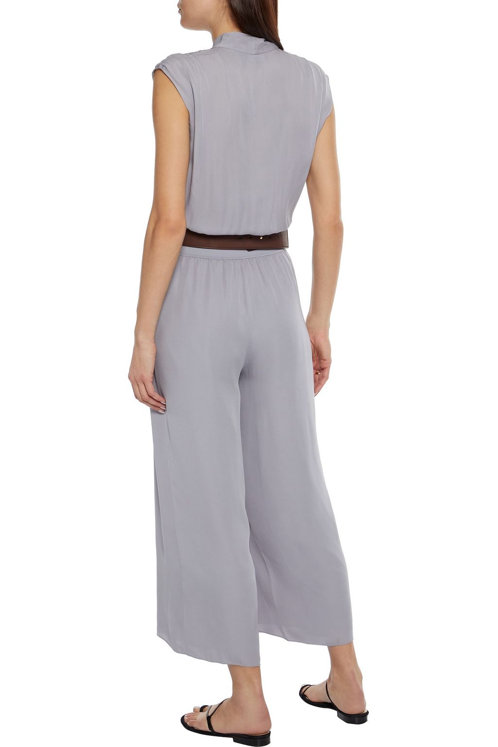 THEORY Wrap-effect gathered silk crepe de chine jumpsuit