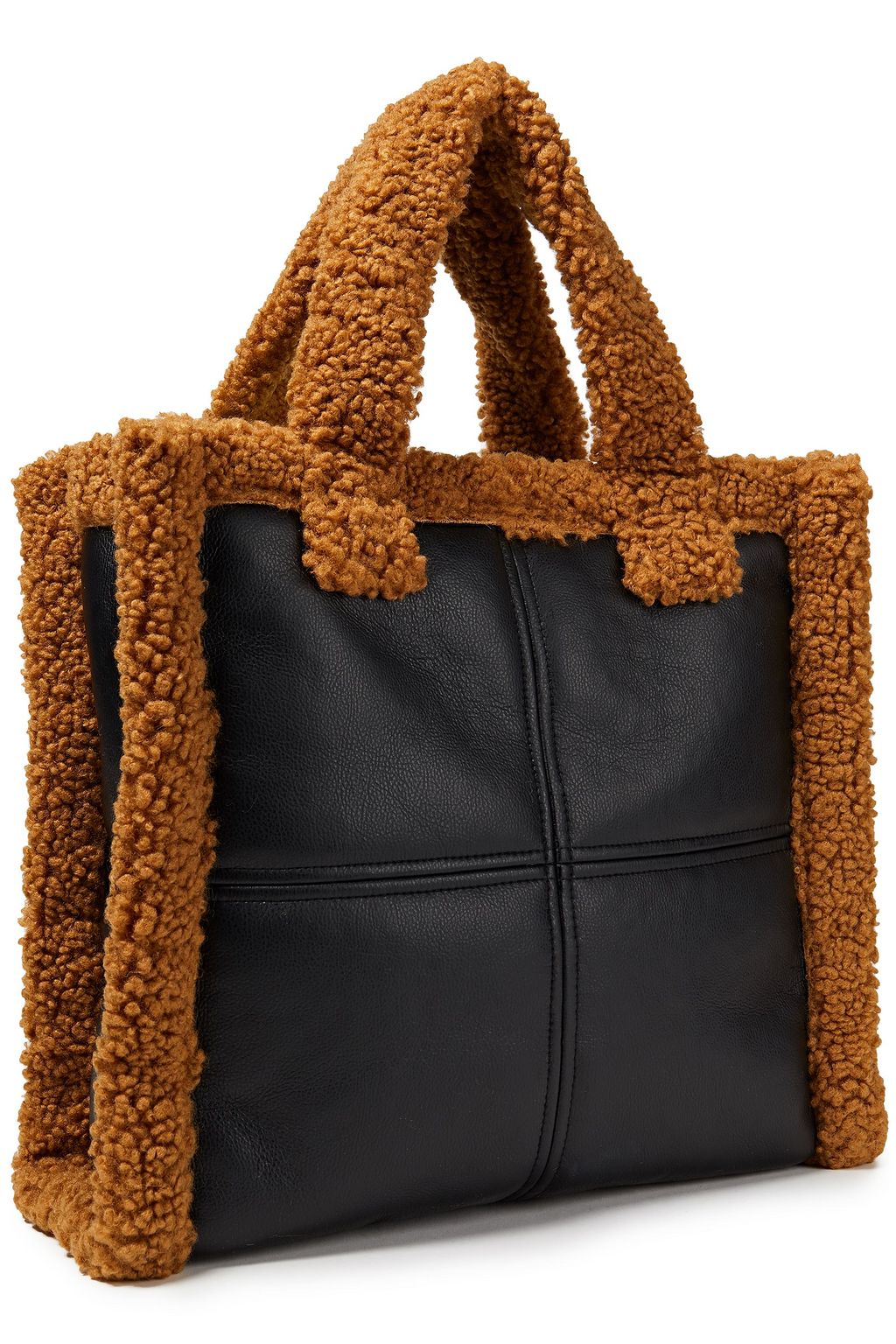 STAND STUDIO Lolita two-tone faux shearling and leather tote