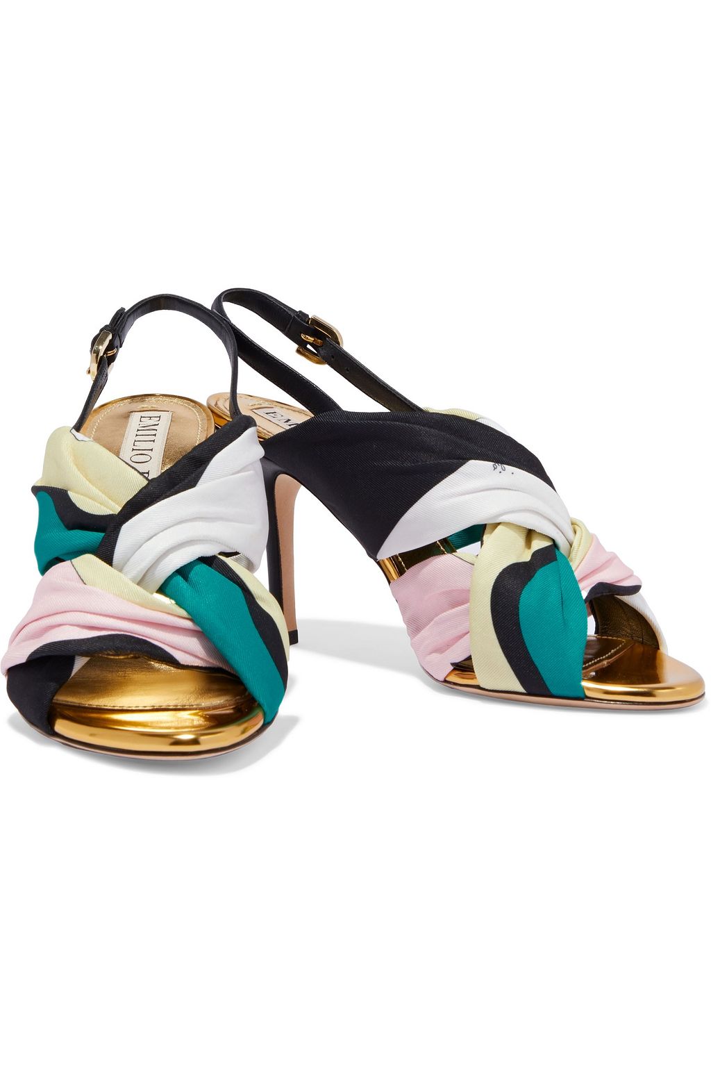 PUCCI Printed satin-twill slingback sandals