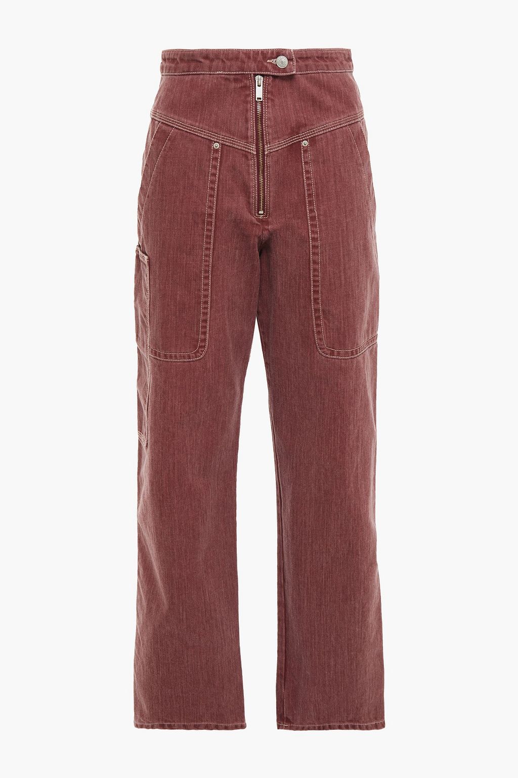 Burgundy Luke faded high-rise straight 