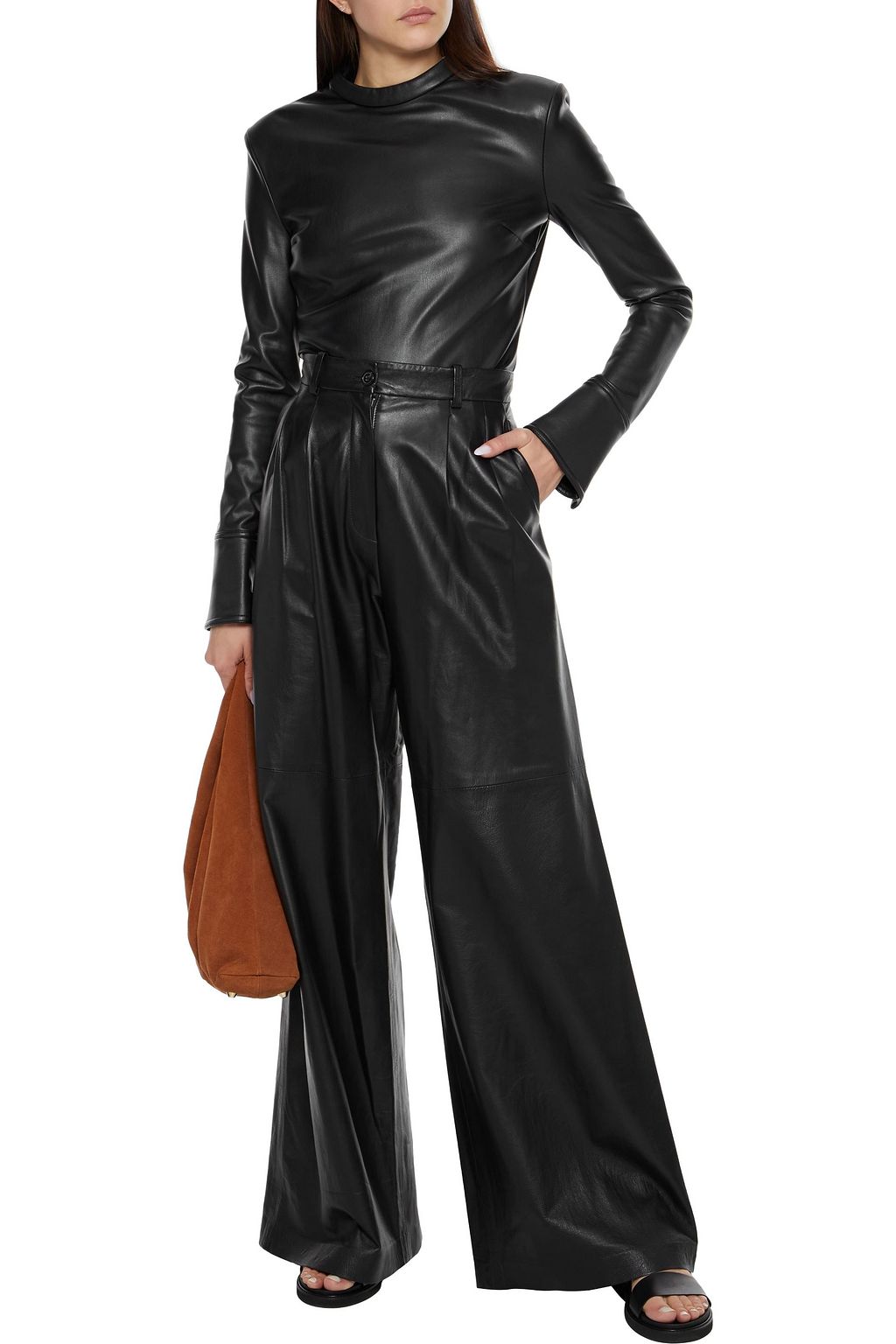 STAND STUDIO Freya faux leather top