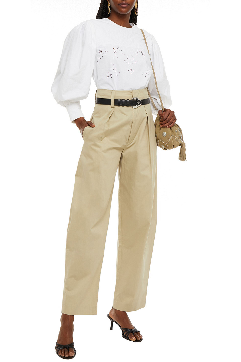 Isabel Marant Étoile Odrys Pleated Cotton Tapered Pants In Beige