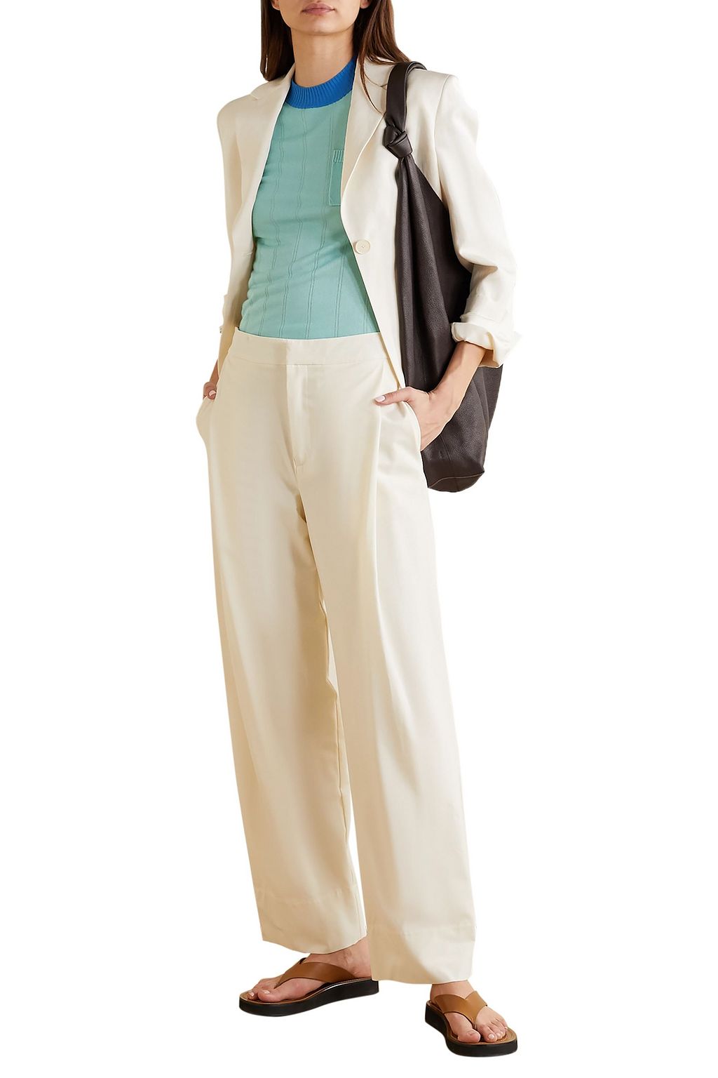 LEE MATHEWS Ribbed Tencel sweater