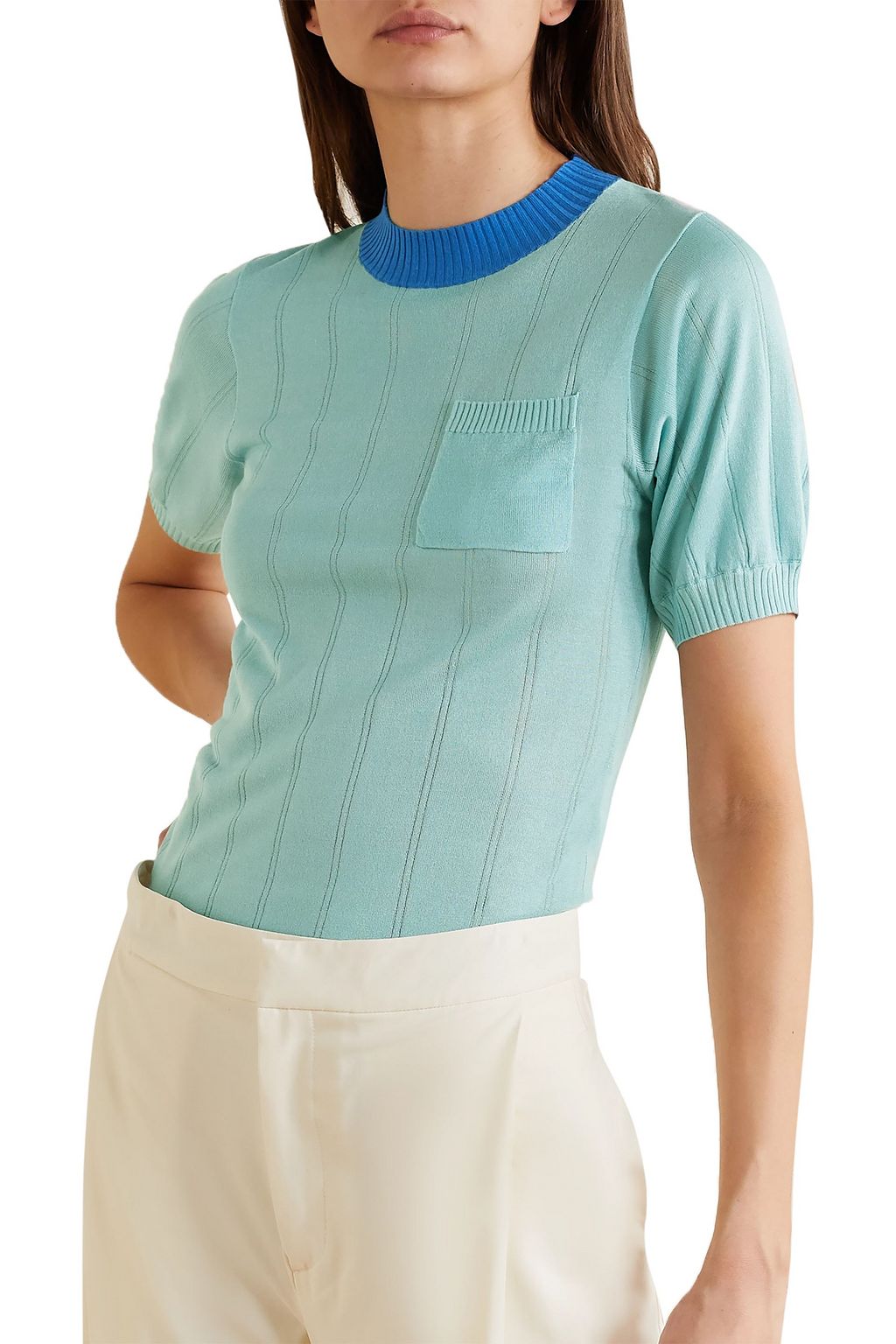 LEE MATHEWS Ribbed Tencel sweater