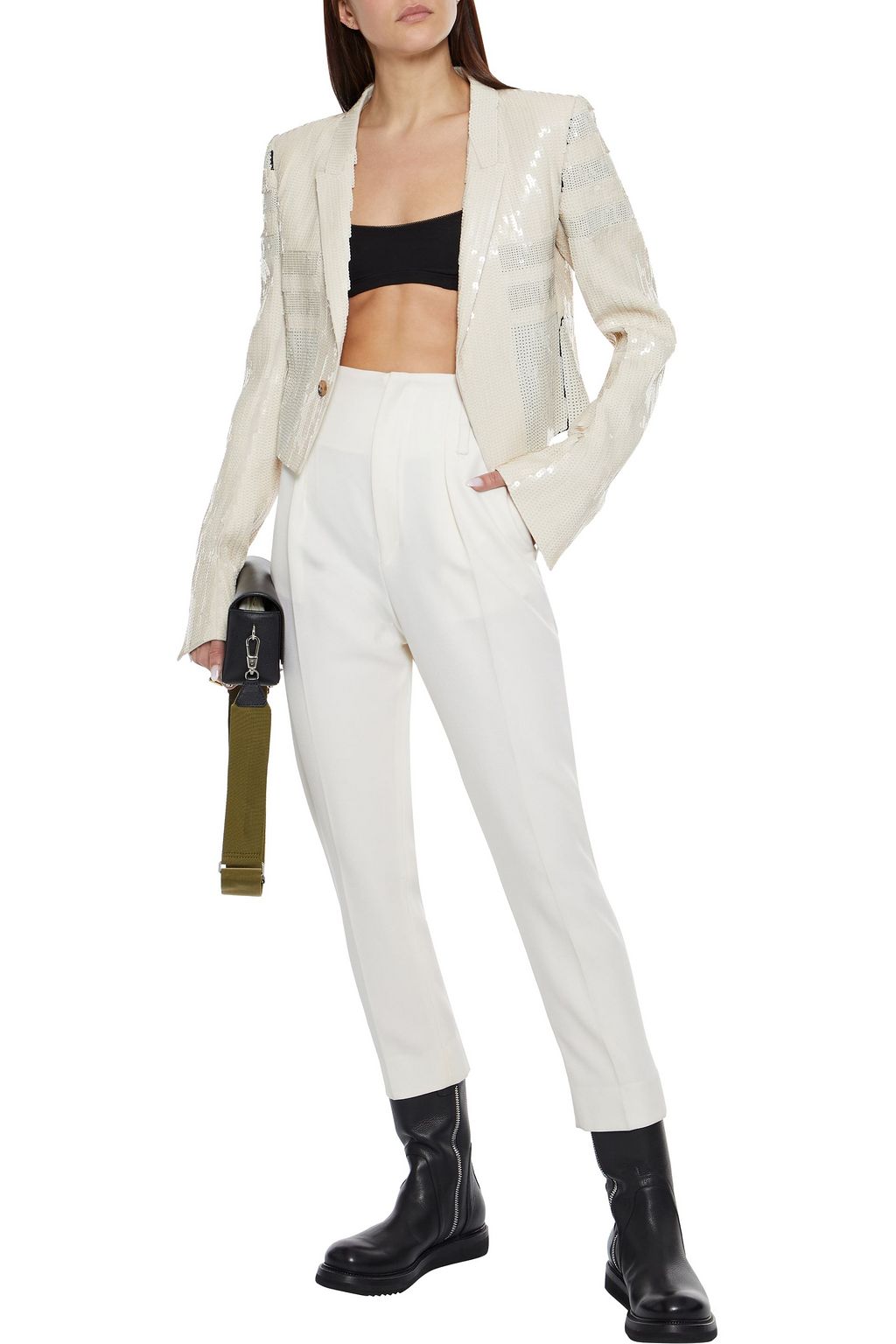 RICK OWENS Tecuatl cropped sequined cotton jacket