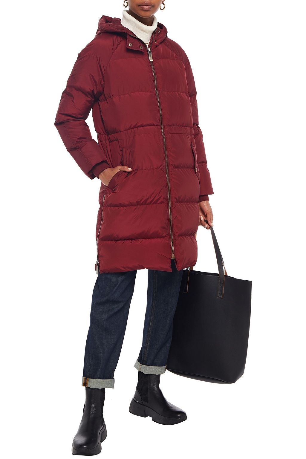 MICHAEL MICHAEL KORS キルティングシェル加工生地 フード付きダウンコート