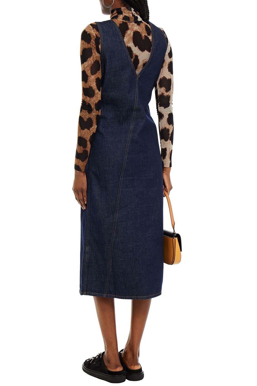 GANNI Wrap-effect denim midi dress