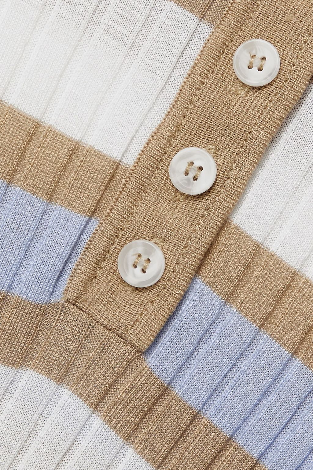 LEE MATHEWS Striped ribbed Tencel polo shirt