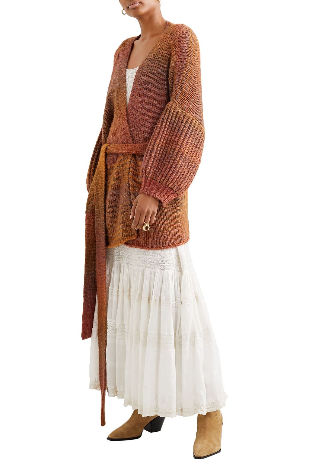 LOVESHACKFANCY Brady belted knitted cardigan