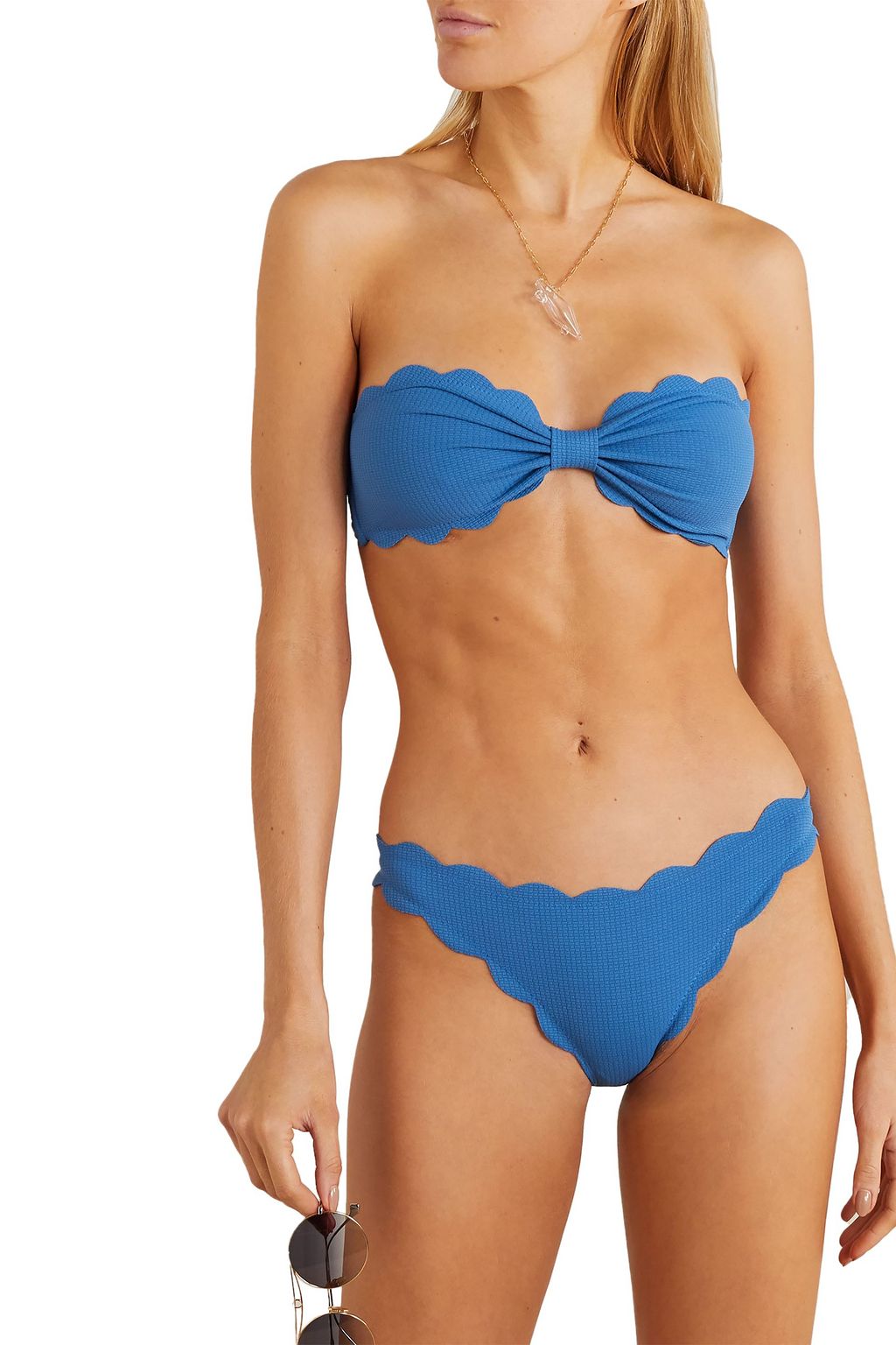 MARYSIA Antibes scalloped stretch-crepe bandeau bikini top