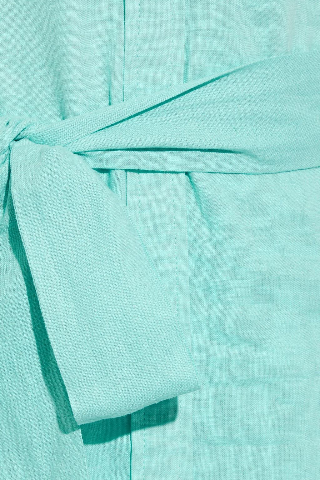 VIX PAULA HERMANNY Nidia belted shirred linen-blend voile midi dress