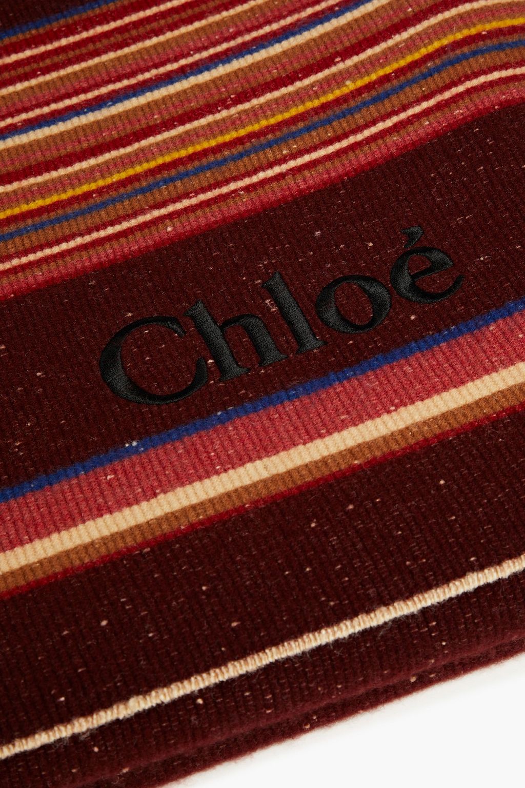 CHLOÉ Fringed striped Donegal cashmere and silk-blend wrap