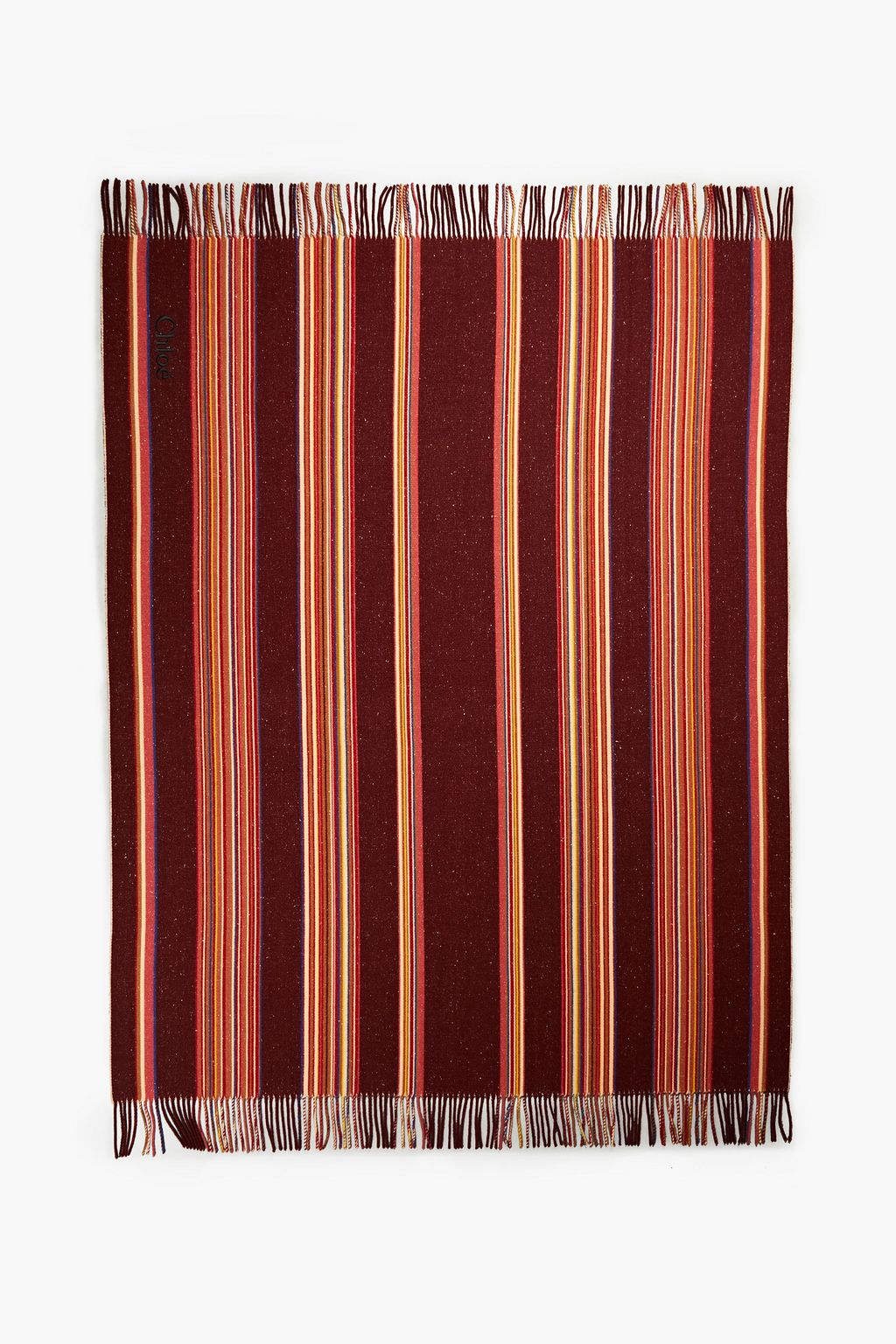 CHLOÉ Fringed striped Donegal cashmere and silk-blend wrap