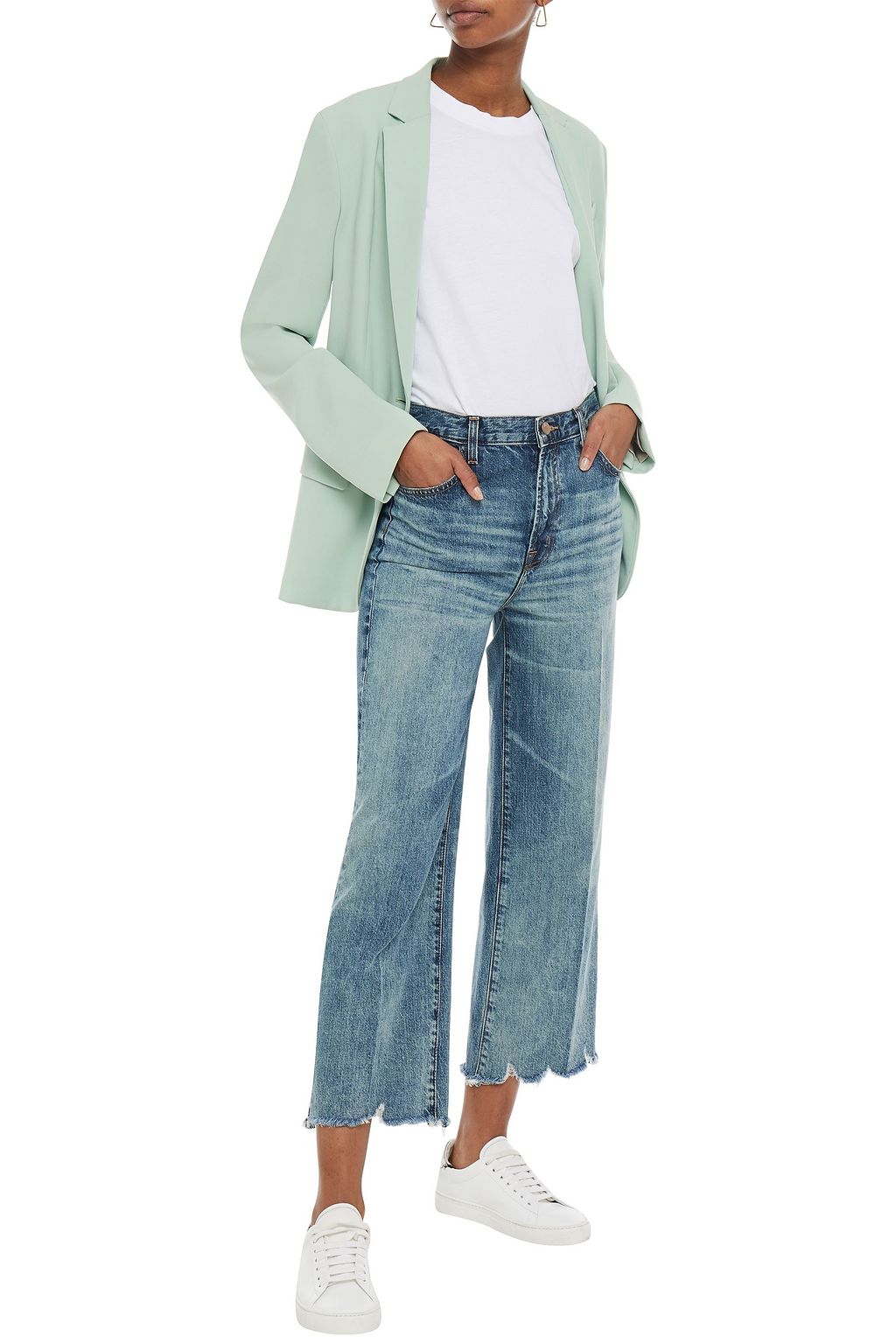 J BRAND Joan cropped distressed high-rise wide-leg jeans