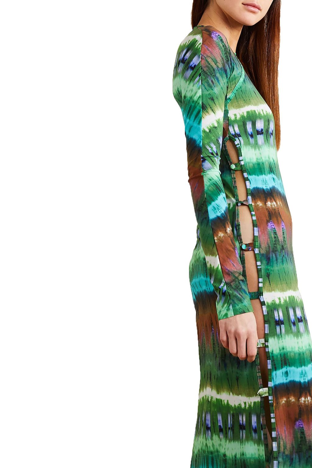 MARCIA Tchikiboum cutout tie-dyed stretch-jersey midi dress