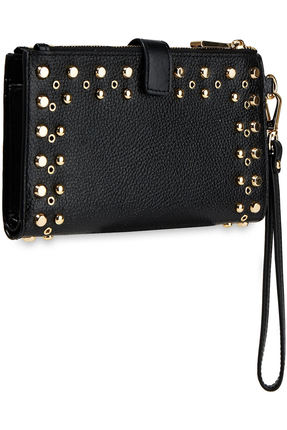 Michael Michael Kors Studded Textured-leather Wallet In Black | ModeSens