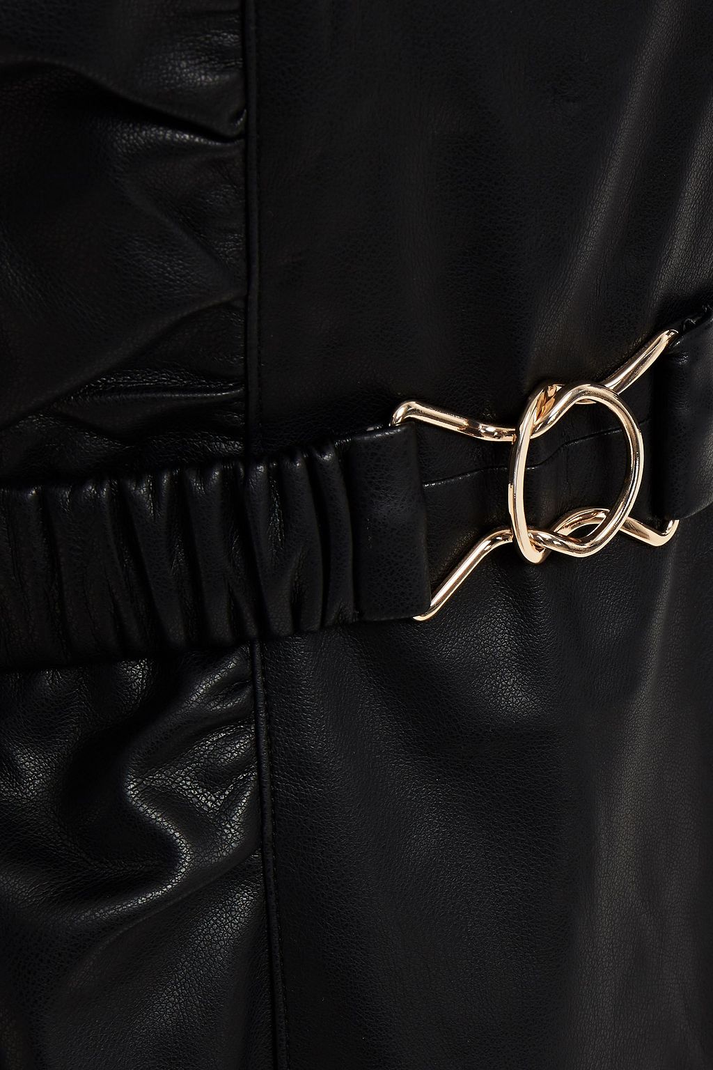 RONNY KOBO Lorrie belted ruched faux leather mini dress