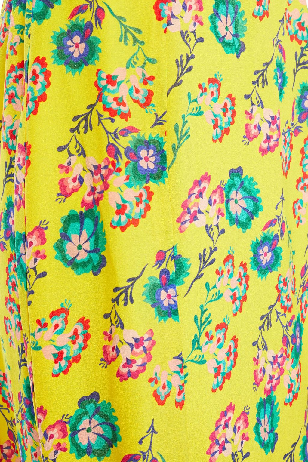 SALONI Holly ruffle-trimmed printed silk crepe de chine midi dress
