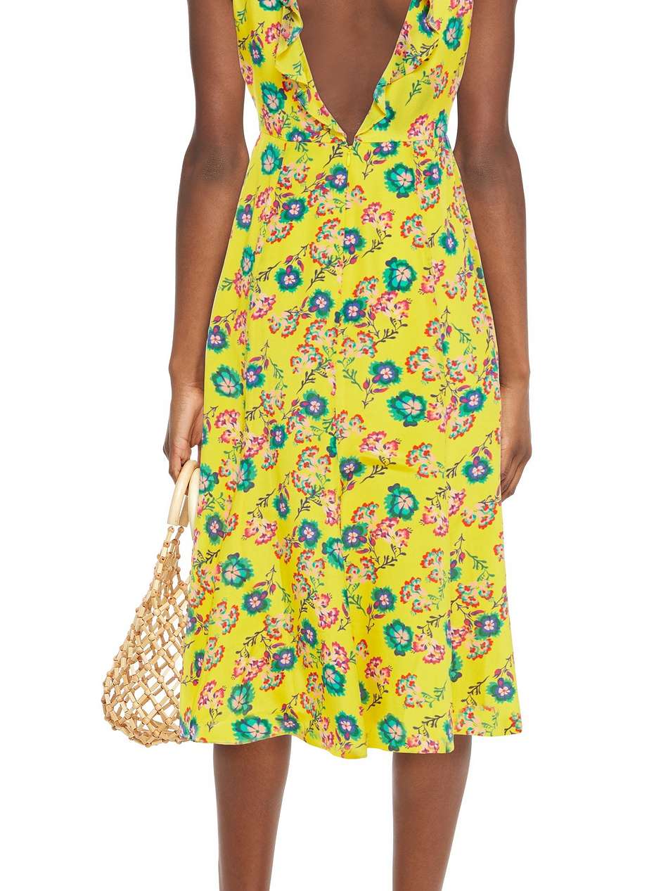 holly ruffle-trimmed floral-print silk crepe de chine midi dress